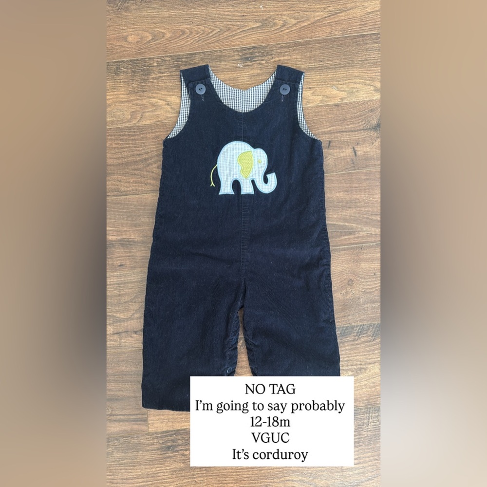 Navy Blue Elephant Kids Overalls